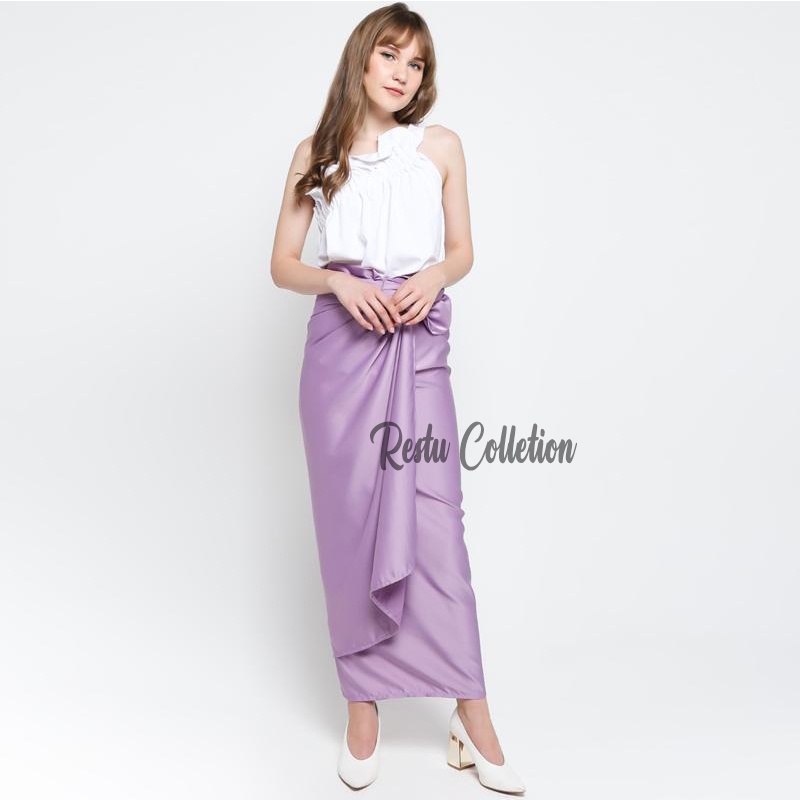 COD Rok Lilit Polos Bawahan kebaya Bahan Velvet Satin Premium Gratis Ring