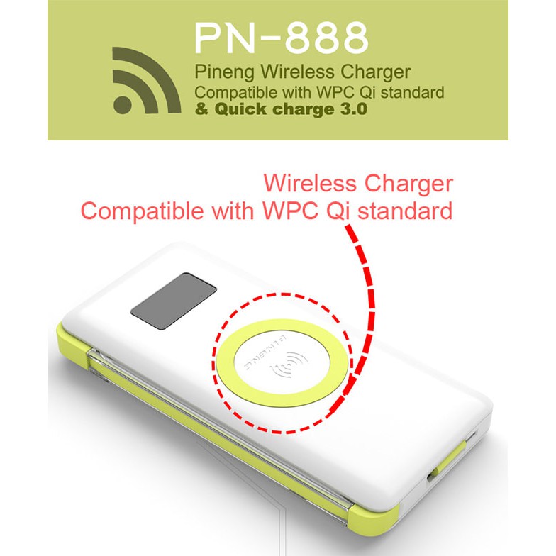 Pineng Pn-888 Qi Wireless Charger Power Bank 10000 Mah Powerbank 10,00