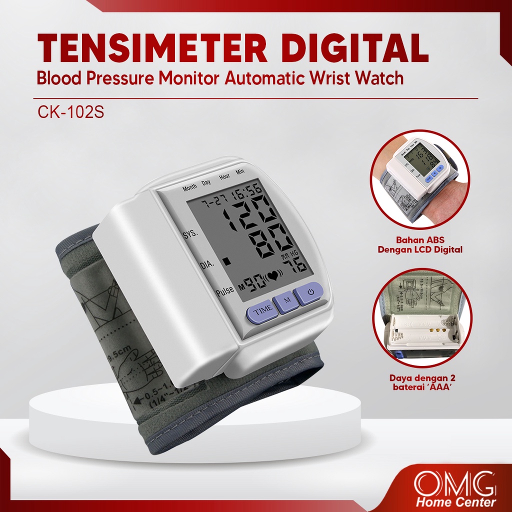 TENSIMETER DIGITAL PERGELANGAN TANGAN Pengukur Tekanan Tensi Darah LCD Display Portable Blood Pressure Monitor Elektrik