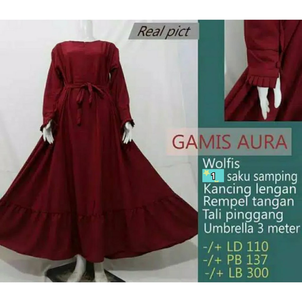 WOLFIS AURA gamis kerut rempel terbaru