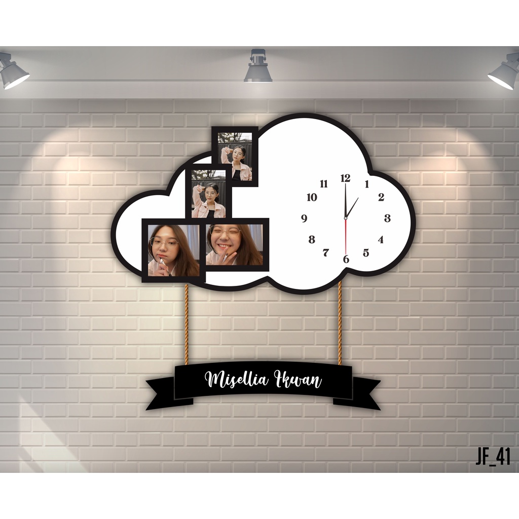 Jam Dinding Frame Custom Foto Pernikahan Keluarga Ulangtahun JF41