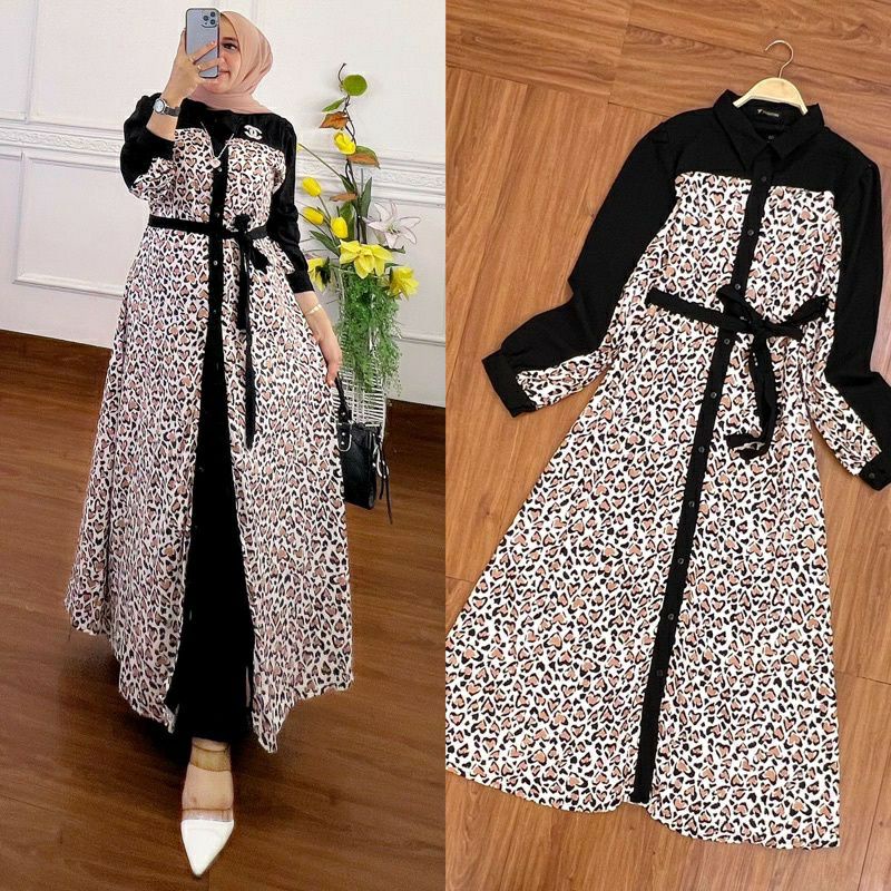 dress macan extu / gamis leopard extu // gamis macan