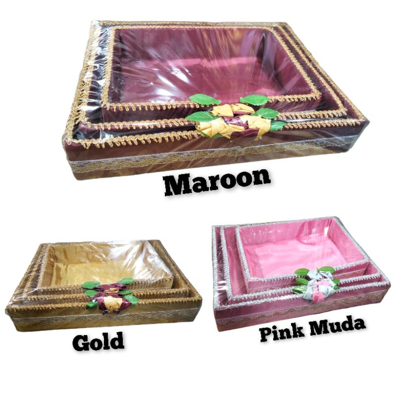 Kotak Hantaran Seserahan Kawin Box Lamaran set-3 Merah Maroon Pink Gold Coklat