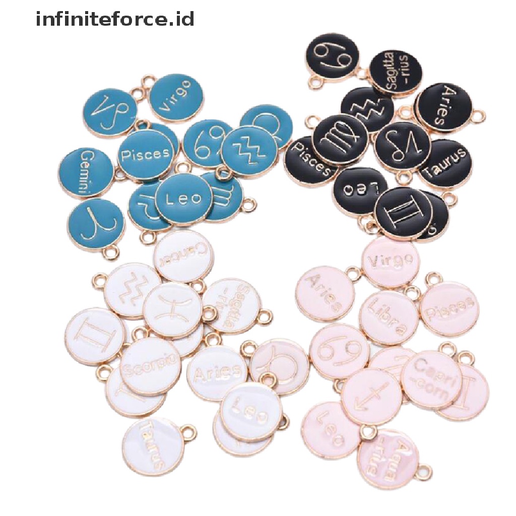 (Infiniteforce.Id) 12pcs / Set Liontin Enamel Motif Zodiak Untuk Perhiasan Wanita