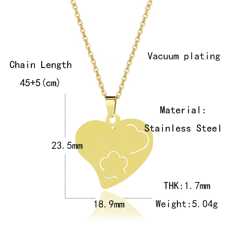Stainless steel ornamen berbentuk hati kalung untuk wanita gaya Korea pendek dan sederhana aksesoris