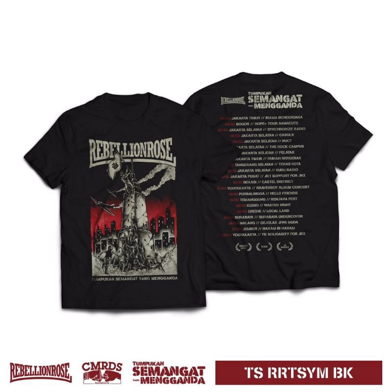 KAOS MERCHANDISE ORIGINAL REBELLION ROSE TOUR 2022 - TS RR TSYM BK