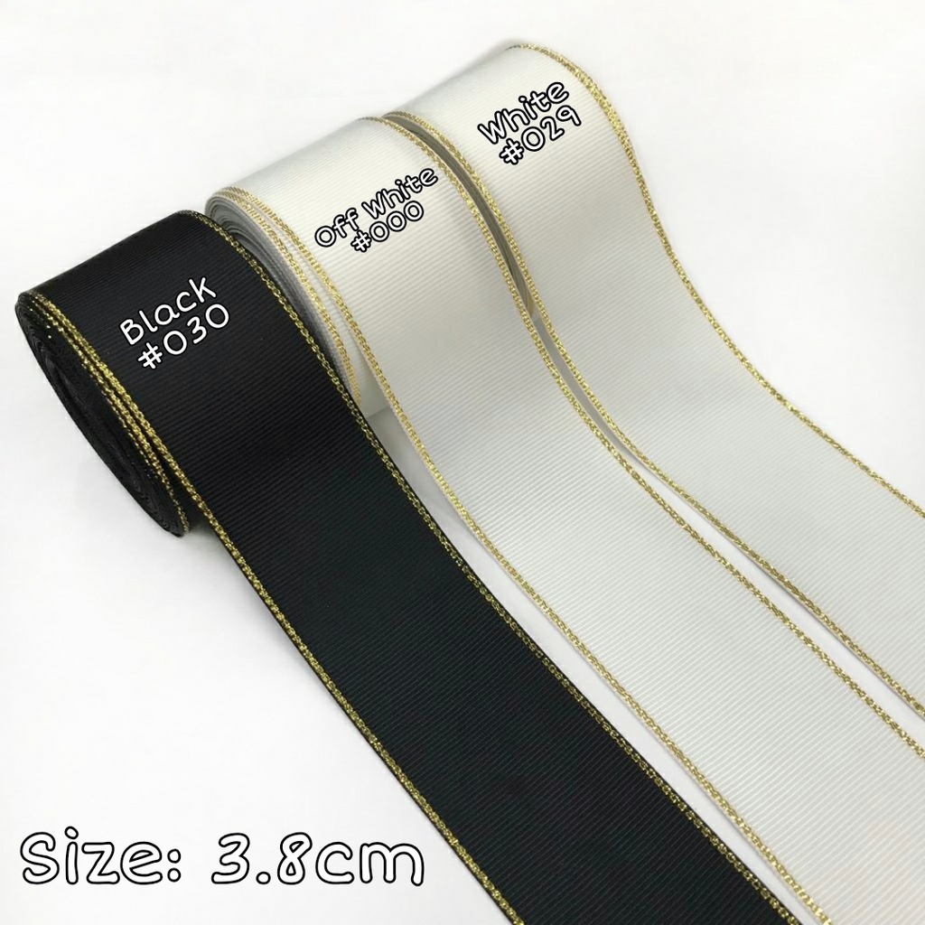 1 YARD (91 CM) 3.8 CM PITA GROSGRAIN LIST GOLD | EMAS | PITA KADO HAMPERS