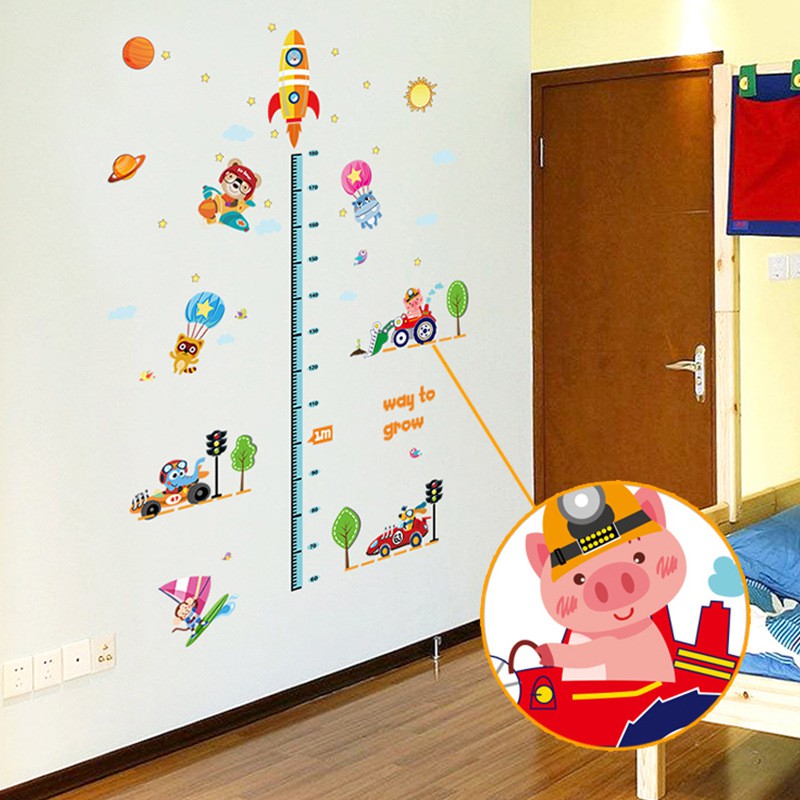 RELIZA WALL STICKER TINGGI BADAN ROKET ANAK KIDS MOBIL GROW UP TRANSPORTASI SK9126 STIKER DINDINGi