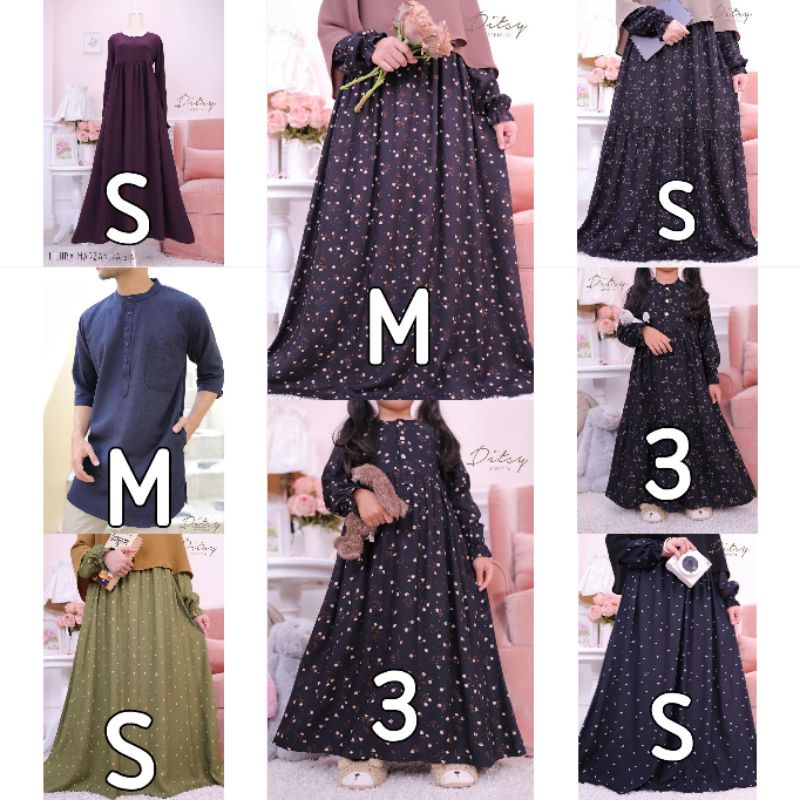 Nightgown, Little, Ditsy Moeslem (Series April 2022) Daessyn Black ,  Amore Jetblack , Mavis Onyx Bl