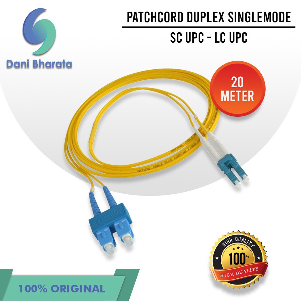 Patchcord Duplex SM Fiber Optik SC UPC - LC UPC 20Meter