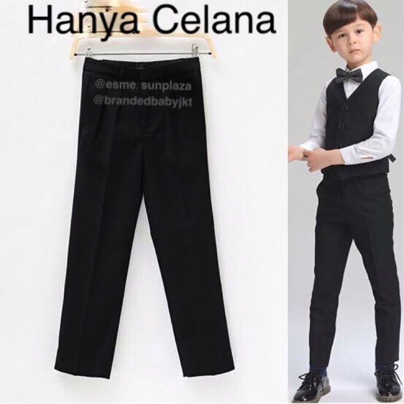 POTO ORI celana hitam polos anaK,bahan keper jas .HANYA CELANA,ROMPI,KEMEJA,DASI DIJUAL PISAH.