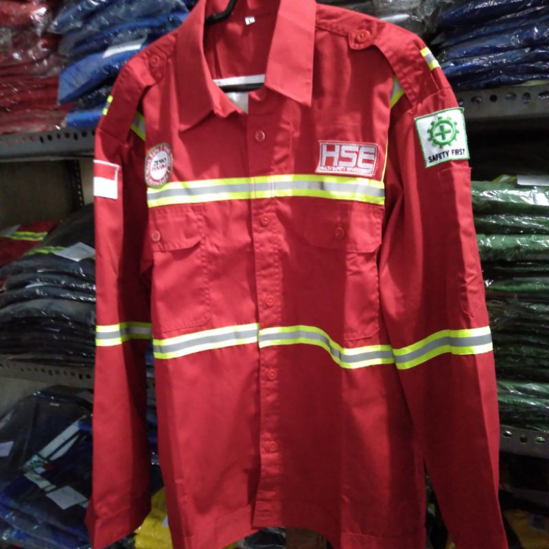 SERAGAM SAFETY MERAH HSE SCOTLIGHT 2.5CM FREE LOGO SEPERTI FOTO