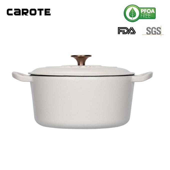 Carote Panci Enamel Pot Cast Iron Anti Lengket Warna Putih 23 Cm - Pe8278