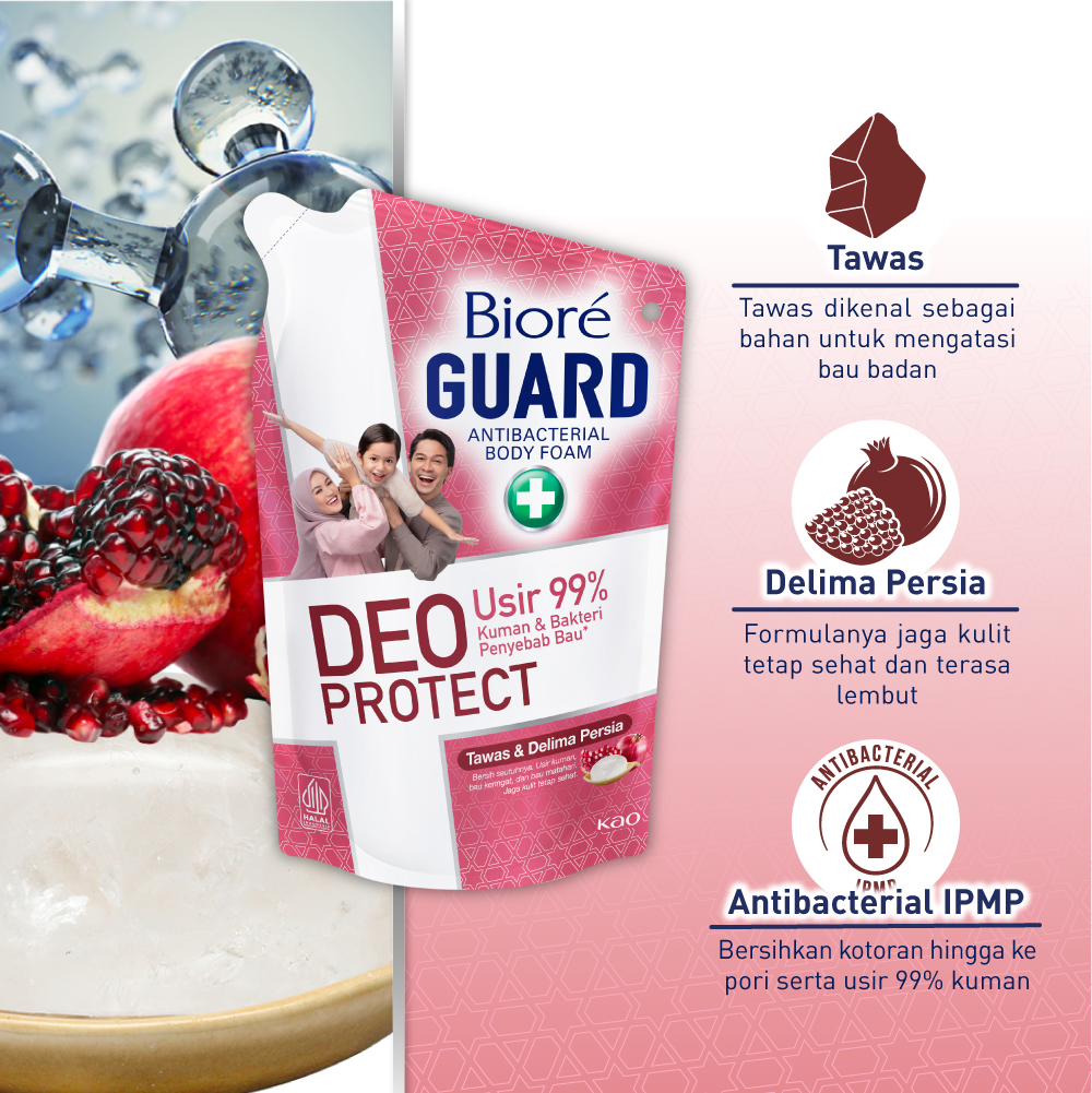 Biore Guard Deo Protect Sabun Mandi Cair Anti Bakteri Halal Tawas &amp; Delima Persia Pouch 400ml