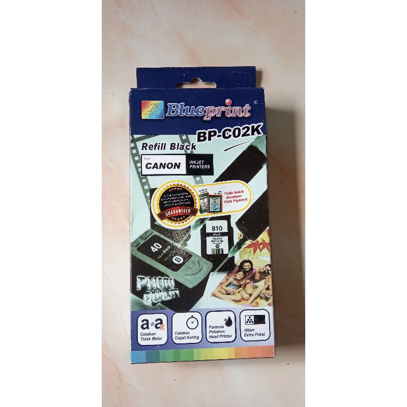 Refill kit tinta suntik blue print hitam black BP-C02K Printer Canon