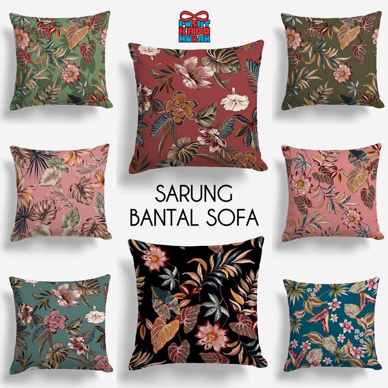 COVER SARUNG Bantal Sofa Print 40x40 cm Motif Bunga Flower Floral Vintage - Pusat Kado Murah