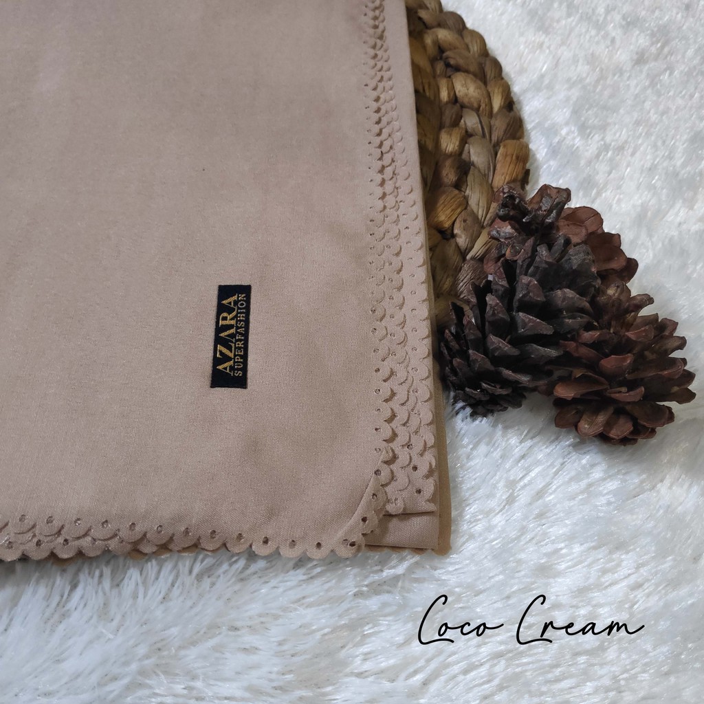 HIJAB AZARA VOAL LASERCUT, VOAL AZARA, JILBAB SEGI EMPAT AZARA VOAL LC, AZARA VOAL JAPAN LC-Coco Cream