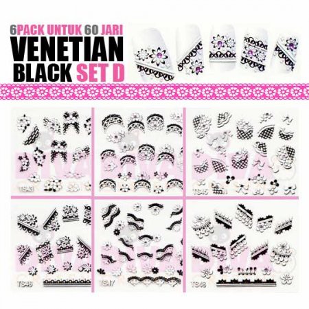 ISI 6 PACK NAIL ART STICKER VENETIAN BLACK SET A-D