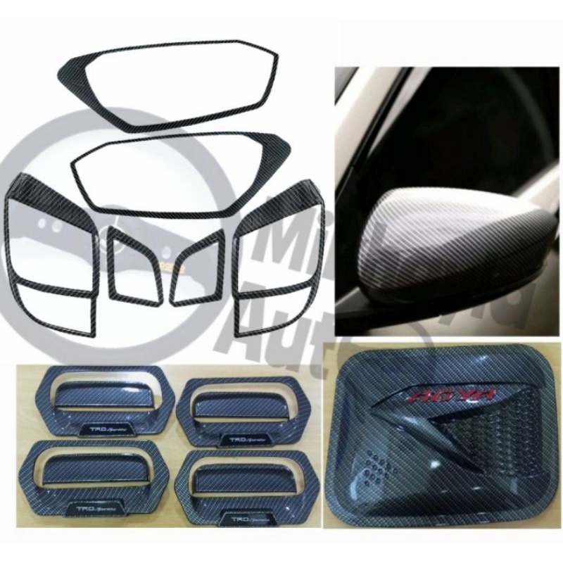 Paket Garnish Lampu-Handle-Outer-Tank Cover-Cover spion Carbon Agya Type G dan TRD 2020-2021