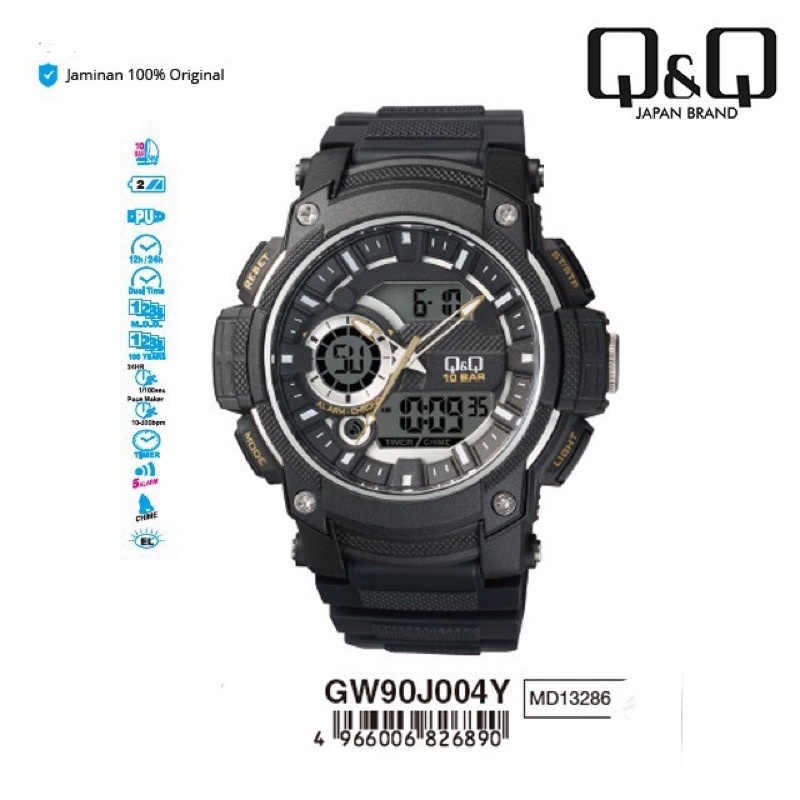 Q&amp;Q Jam Tangan Pria Fashion Dual Time - GW90 GW90J Water Resist 10 BAR