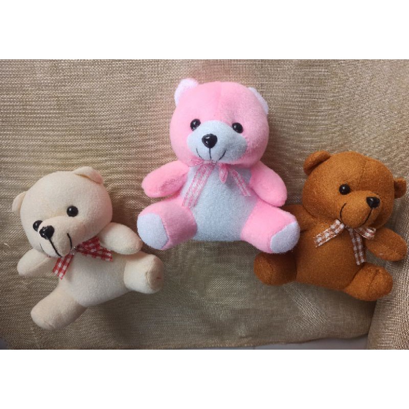 boneka teddy bear mini | 15 cm | boneka beruang cream pink coklat | boneka buket bucket