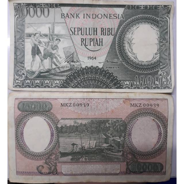 Uang kuno lama 10000 edisi pekerja untuk mahar pernikahan