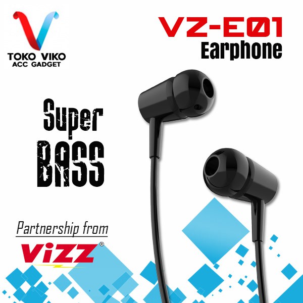 Headset VZ-E01 Powerfull Bass VIZZ EARPHONE