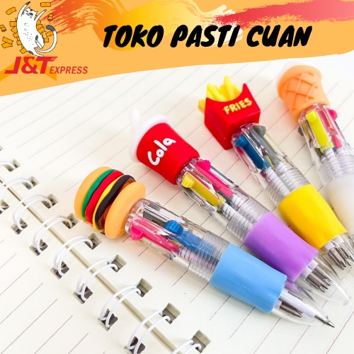 

pulpen pen cetek 4 warna fastfood bisa COD murah fancy lucu import