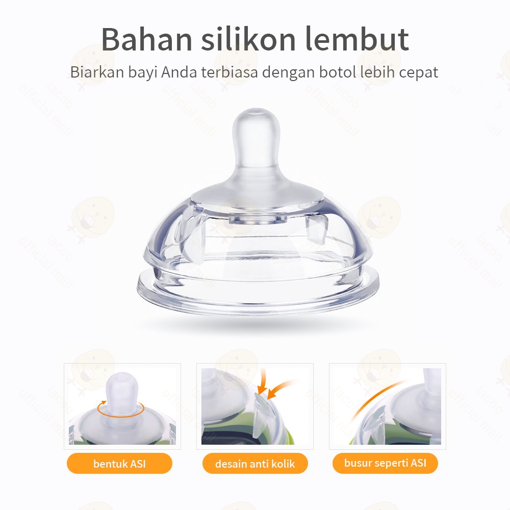 Lacoo Dot Piko Bello silikon Nipple leher lebar dengan sedotan BPA FREE