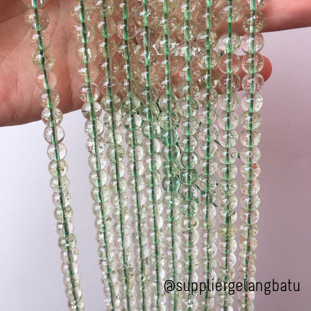 semi stone rutilated kuarsa quartz green 8mm hijau gelang kalung aksesoris craft beads supplier