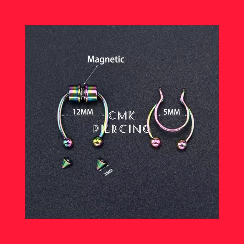 Anting Hidung Magnet Tanpa Tindik Bahan Titanium Steel Gaya Korea Untuk Pria Dan Wanita