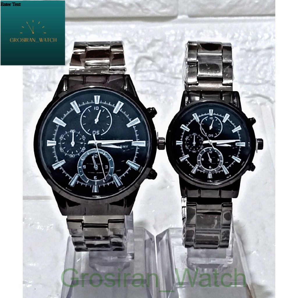 Jam Tangan Couple/Pria/Wanita Rantai Steel ST-18 Crono Hiasan [G_W]