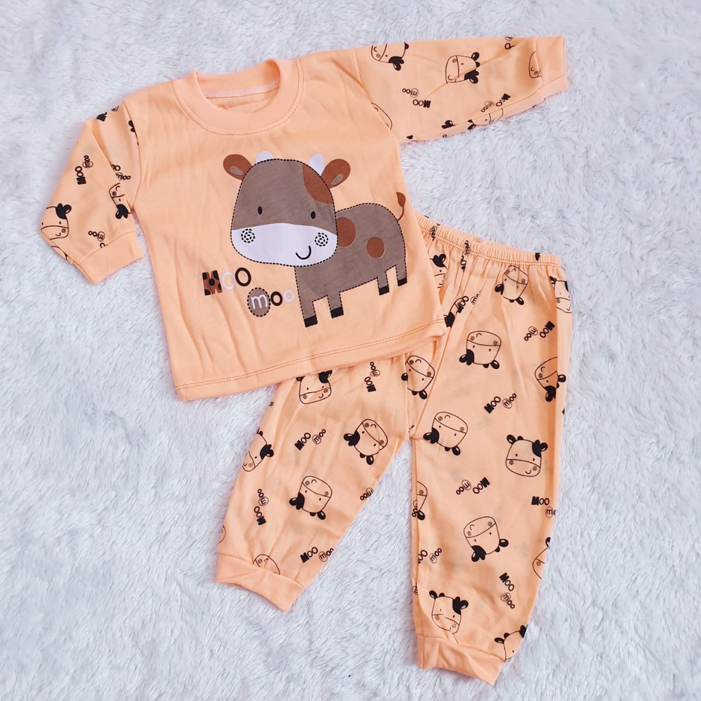 COD Bayar Ditempat Baju Piyama Bayi Moo/ Baju Anak / Setelan Anak / Baby Alicia