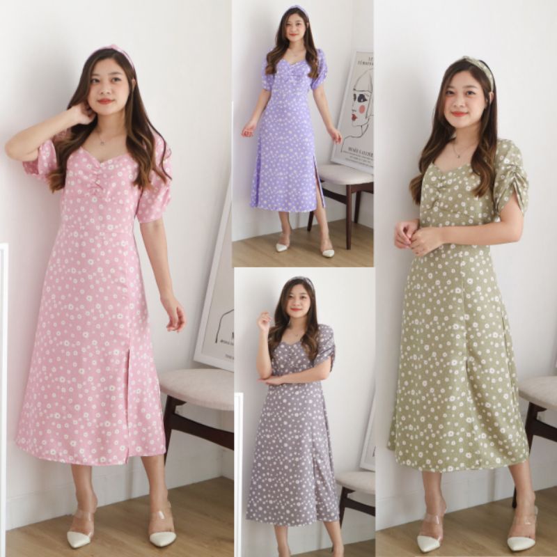 Dress Wanita korean Dress midi Kanaya