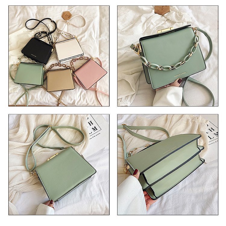 BJ218140 - BLACK/GREEN/KHAKI/PINK/WHITE - TAS KOTAK SQUARE SLEMPANG MODEL CHAIN TALI RANTAI BESI TAS WANITA FASHION IMPORT TERMURAH TERLARIS TERBARU BAGSTORE JAKARTA TAS BATAM JT18140 LT1296 GT1694 BQ2994 CR7678