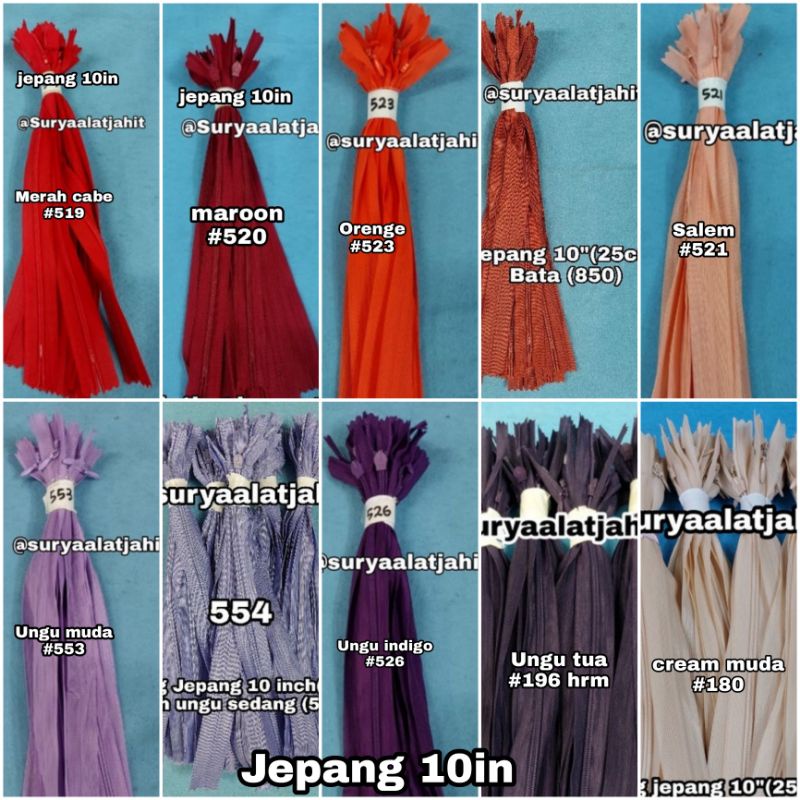 🅰️ Resleting jepang impor 10in/25cm 1wrn@1lusin =rp.4.700/12pcs