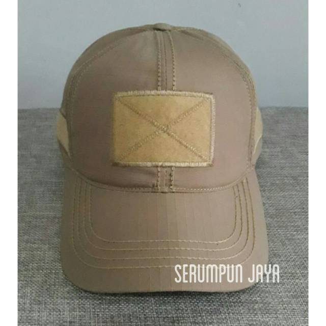 TOPI TACTICAL TAN VELCRO PREMIUM QUALITY PEREKAT RIPSTOP OUTDOR LAPANGAN - TOPI VELCRO