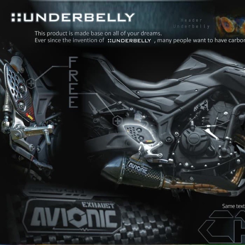 UNDERBELLY Fullcarbon - Avionic knalpot Yamaha R25 / Mt25