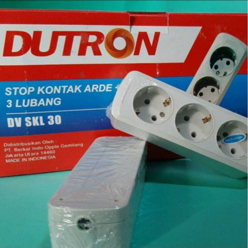 Stop kontak arde 3 lubang + lampu sniterminal kuningan dutron