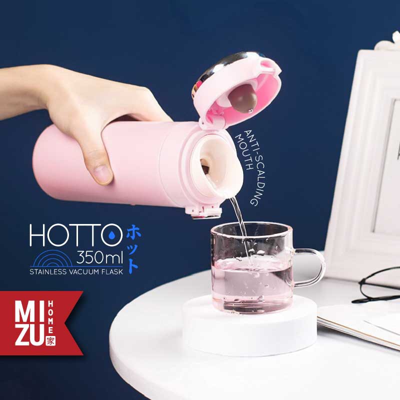 MIZU HOTTO Stainless Vacuum Flask 350ml Temperature Display Travel Thermos Botol Minum Termos-2