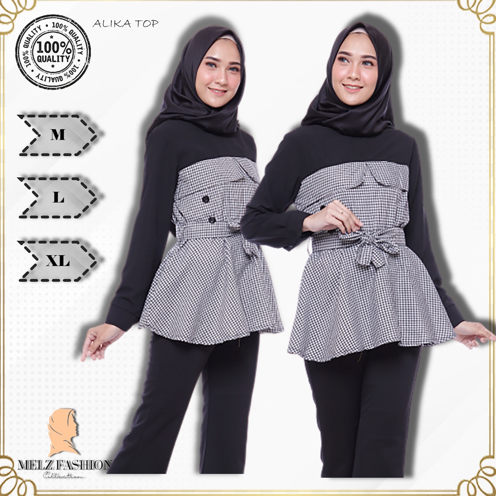 Blouse Blus Atasan Baju Muslim Wanita Modis Murah Model Kekinian Formal Bahan Premium Original Terba