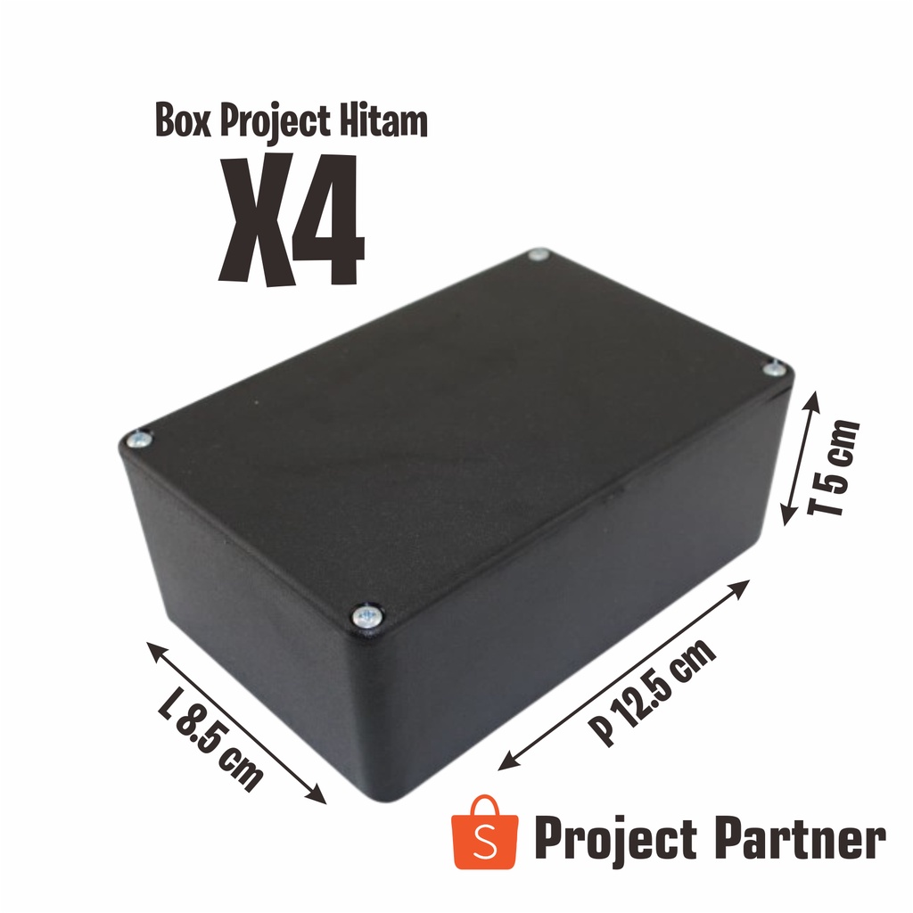 Box Project Box Plastik Hitam X4 (Ukuran +-12.5 x 8.5 x 5 cm)