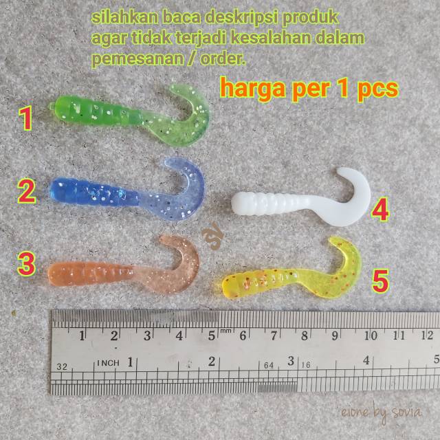 lure Umpan pancing model Cacing / ulat jig fishing worm grub no hook R
