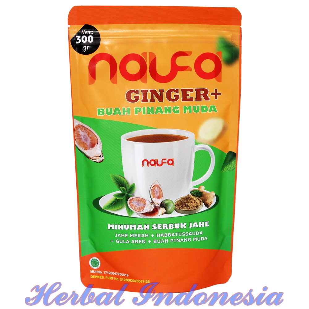 Naufa Ginger + Buah Pinang Muda 300 gr | Minuman Serbuk Jahe Asli Ori