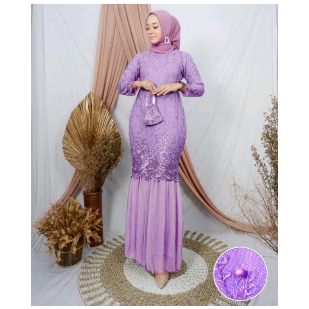 (NEW) GAMIS DUYUNG BRUKAT TILE MUTIARA / GAMIS PESTA / GAMIS FASHION MODERN TERBARU / KEBAYA MODERN / BAJU GAMIS / MAXI DRESS / GAMIS MUSLIM / GAMIS BUSUI MUSLIMAH / #LVTUTU