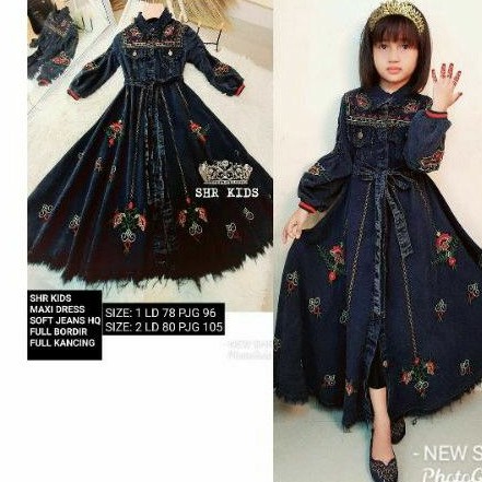 [terbaru] gamis jeans anak perempuan premium  shr kids  pakaian perempu@n