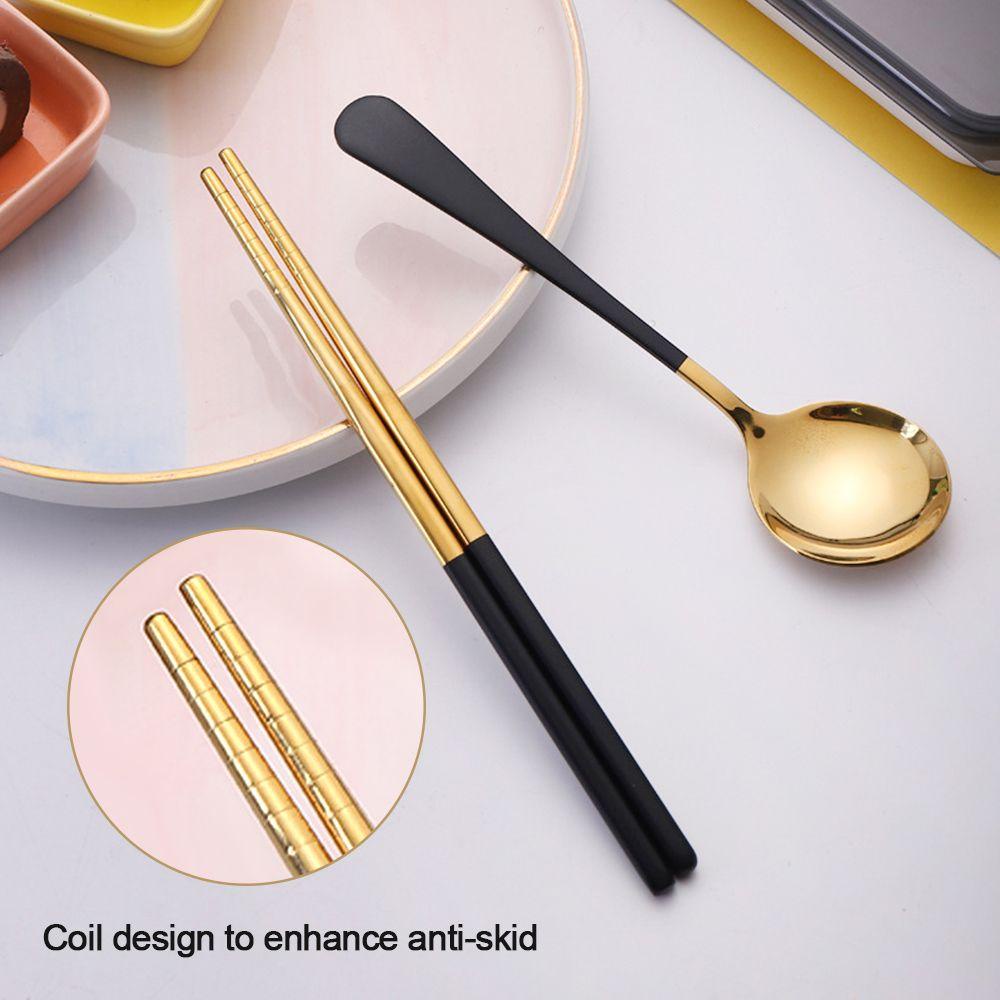 Solighter 2Pcs Cutlery Set Portable Sendok Garpu Set Alat Makan Set Alat Makan Set