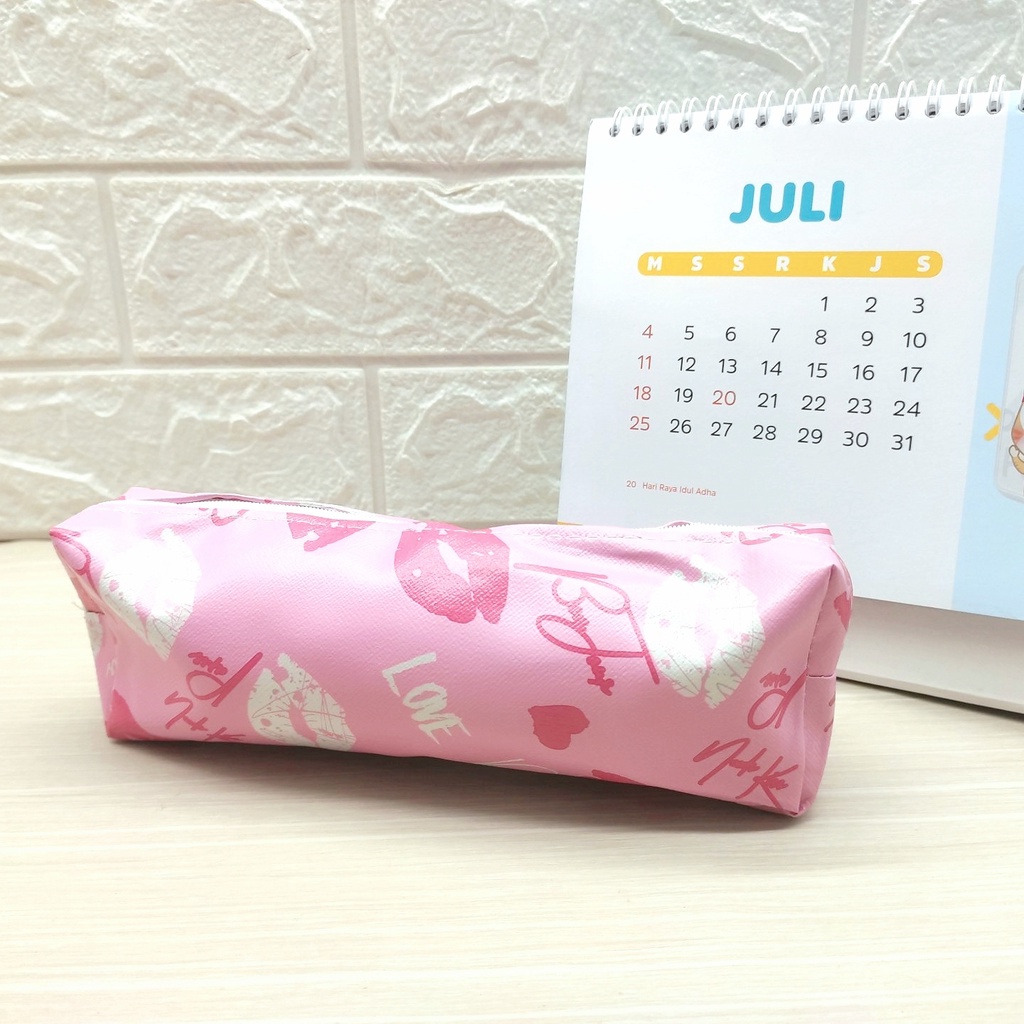 KOTAK PENSIL MOTIF KARTUN LUCU UNIK / KOTAK PULPEN / TEMPAT ALAT TULIS IMPORT BS-KISS PINK