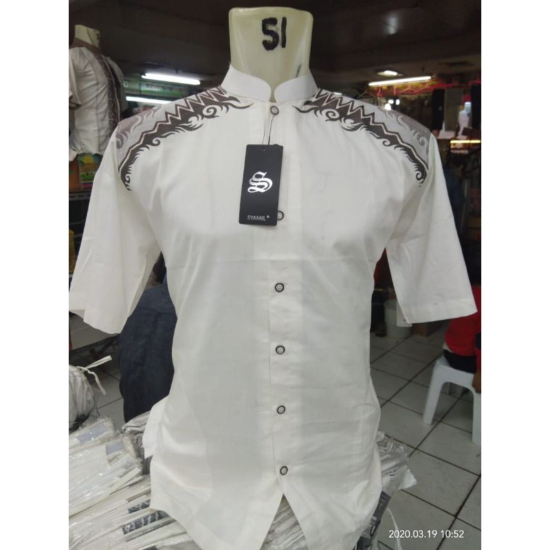 Baju Koko Syamil bordir lengan pendek