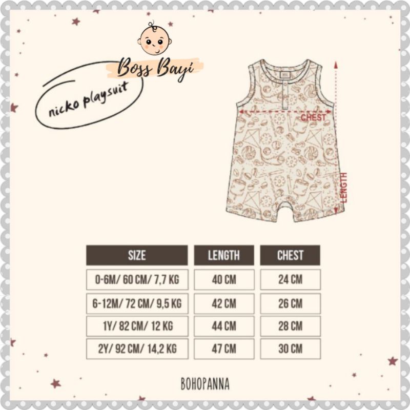 BOHOPANNA - Nicko Playsuit / Jumper Tanpa Lengan Bayi Anak